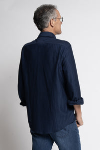 Overshirt in Jersey di Cotone spigato blu