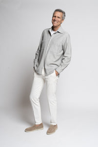 Overshirt in Jersey di Cotone spigato Grigio