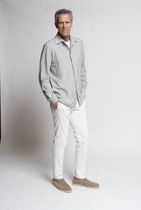 Overshirt in Jersey di Cotone spigato Grigio