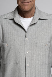 Overshirt in Jersey di Cotone spigato Grigio