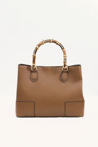 Borsa Betty in pelle con manici in bamboo