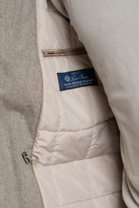 Field Jacket in Tessuto Loro Piana Beige Grigio Chiaro Melange - Realizzabile Anche Su Misura