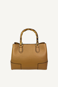 Borsa Bettina in pelle con manici in bamboo