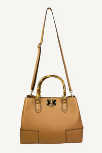 Borsa Bettina in pelle con manici in bamboo