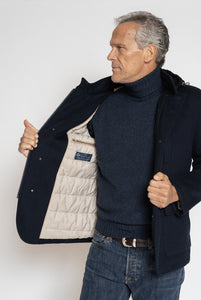 Jacke aus blauem Woll-Kaschmir-Stoff von Loro Piana