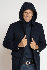 Jacke aus blauem Woll-Kaschmir-Stoff von Loro Piana