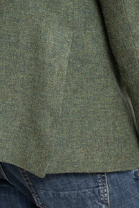 Blazer in Tessuto Harris Tweed Monopetto Verde