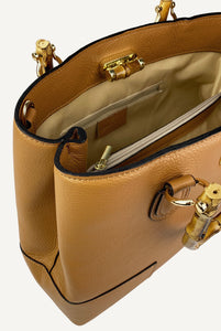 Betty leather bag with bamboo handles