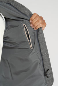 Gilet in tessuto Loro Piana Green Storm System Grigio Melange - Realizzabile Anche in Tessuto Su Misura