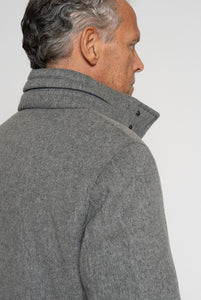 Jacke aus Loro Piana Woll-Kaschmir-Stoff in Melange-Grau