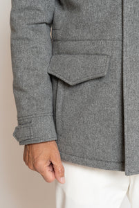 Jacket in Loro Piana Wool Cashmere Fabric color Melange Grey