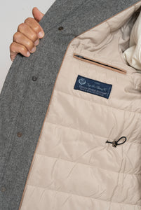 Jacket in Loro Piana Wool Cashmere Fabric color Melange Grey