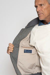 Jacket in Loro Piana Storm System Wool and Cashmere fabric color Melange Grey