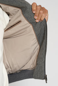 Jacket in Loro Piana Storm System Wool and Cashmere fabric color Melange Grey