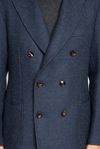 Cappotto Doppiopetto in Lana Blu