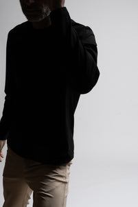 Maglia Leggera in Crêpe di Cotone Nero