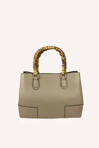 Borsa Bettina in pelle con manici in bamboo