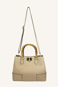 Borsa Bettina in pelle con manici in bamboo