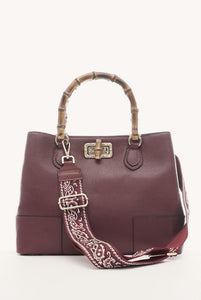 Borsa Betty in pelle con manici in bamboo