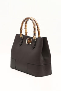 Borsa Betty in pelle con manici in bamboo